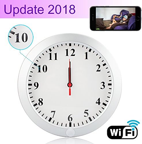 CAMXSW HD 1080P WiFi Spy Camera (5000mAh Battery) Wall Desk Clock Hidden Camera Alarm Clock for Home Security Nanny Cam Support IOS/Android/PC Remote Real-time Video and Motion Detection Alarm