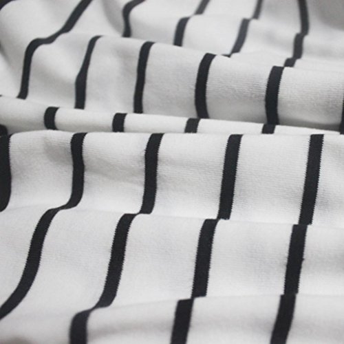 BSGSH Women's Blouses Round Neck Striped Long Sleeve T Shirt Casual Loose Tunic Tops (S, White)