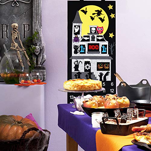 Fayoo Halloween Countdown Advent Calendar for Home Classroom Handmade Door Wall Hanging Decorations with 30pcs Detachable Ornaments