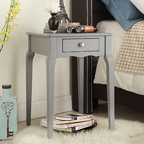 Daniella Inspire Q 1-Drawer Wood Storage Accent Side Table (Grey)