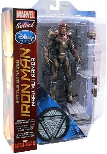 Disney Store Marvel Select Iron Man 3 Exclusive Action Figure Battle Damaged Iron Man Mark XLII Armor