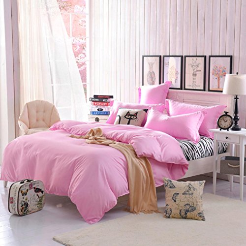 Ikevan 4 Pcs Set Bed Lovers Bed Linen Home Textile Holiday Lovers Bedding Set Duvet Cover Bed Pillowcases (1pc Duvet Cover,1pc Flat Sheet and 2pcs Pillowcases) (Full Size, Light Purple)
