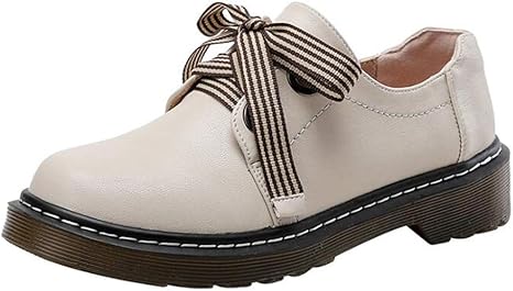 Amazon Co Jp ブリティッシュスタイルシューズレディースファッションレースアップノンスリップドレスシューズローファーヴィンテージカジュアルスモールレザー Apricot 35 ホーム キッチン