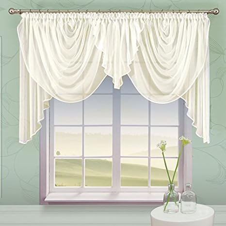 All 4 Decor Beautiful New Cream Voile Swag And Tails Net Curtains