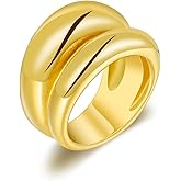 CANDYFANCY Chunky Gold Rings For Women Wide Statement Band Rings Fashion Minimalist Thick Thumb Index Finger Ring