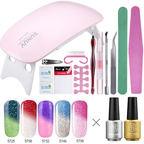 Gel Polish Kit, Color Changing Gel Nail Polish with UV LED Lamp and Base Top Coat Set