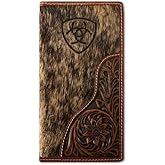 ARIAT Mens Rodeo Wallet Leather Calf Hair Logo Floral Brown