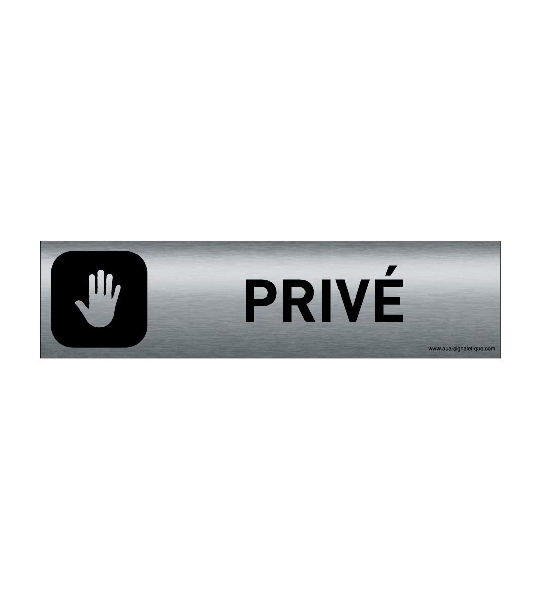 AUA SIGNALETIQUE - Plaque Aluminium brossé imprimé AluSign DARK - 200x50 mm - Double Face adhésif au dos (Privé) — image 1