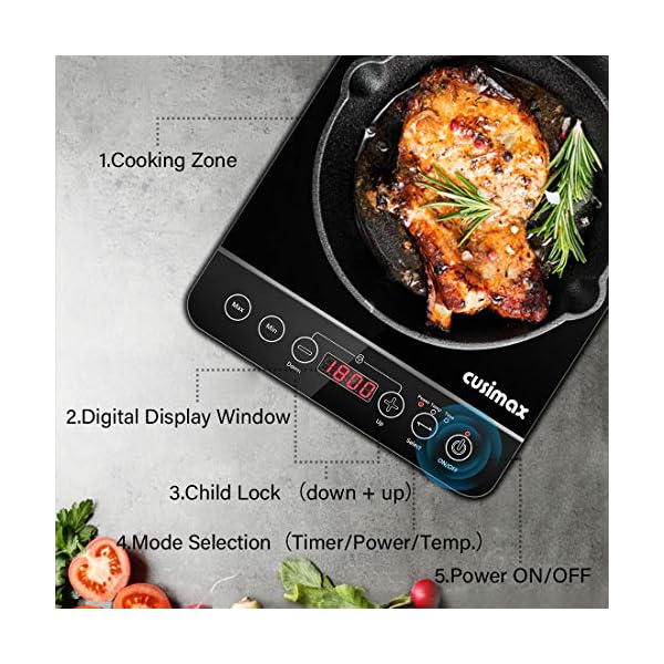 Induction Cooktop, CUSIMAX 1800W Portable Induction Burner with Timer