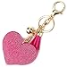 Elesa Miracle Girl Women Love Heart Tassel Keychain, Purse Bag Charm, Handbag Accessories, Car Key Chain (Hot Pink)