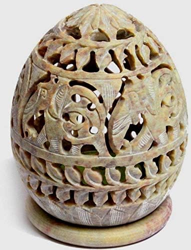 RD Enterprises Marble Handicraft Natural Soapstone Handmade Candle Tealight Holder Egg Shape