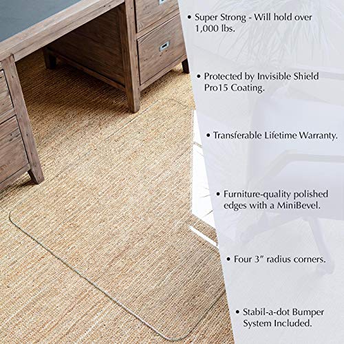 Premium Glass Office Chair Mat - Vitrazza (36" x 48") Super-Strong Hardwood and Carpet Protectors with Scratch-Resistant, Dent-Proof Surface | Chiaro - Standard Clear