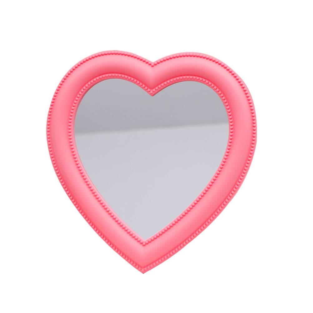 VOSAREA Makeup Mirror Heart Shape Wall Desktop Mirror Cosmetic Vanity Mirror for Women Ladies Friends (Pink)