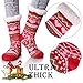 Dosoni Women's Winter Fuzzy Slipper Socks Non Slip Soft Cozy Fleece Lining Knit Thick Warm Christmas Socks (Red)