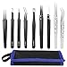 HANDSKIT Tweezer Set - Curved, Flat Head, Pointy Tweezers Kit for Craft, Jewelry, Electronics & Laboratory Work - 9 Pieces