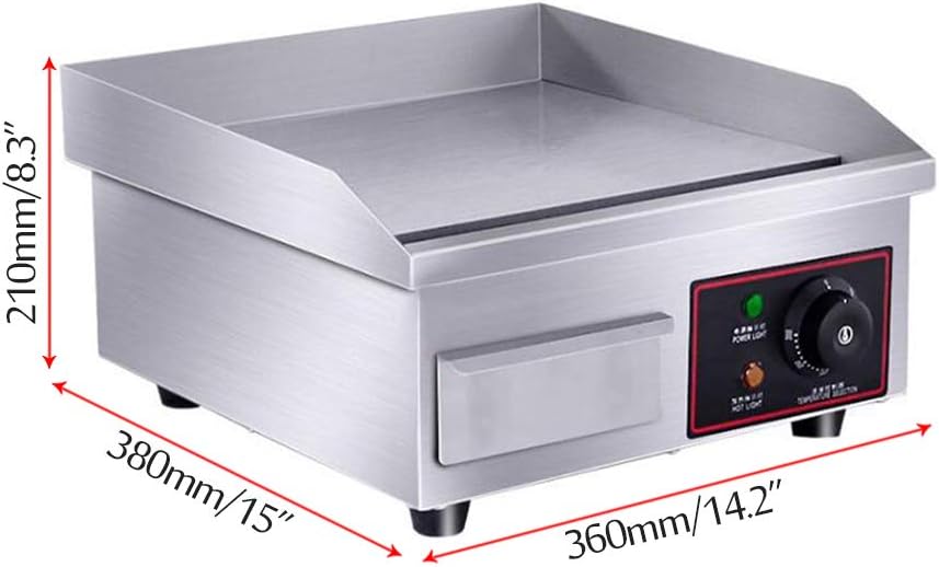 14" Electric Stainless Steel Countertop Griddle Grill 110V Commercial