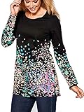 Achloe Women's Printed Long Sleeve Sweatshirt Cotton Plus Size Tunic Tops