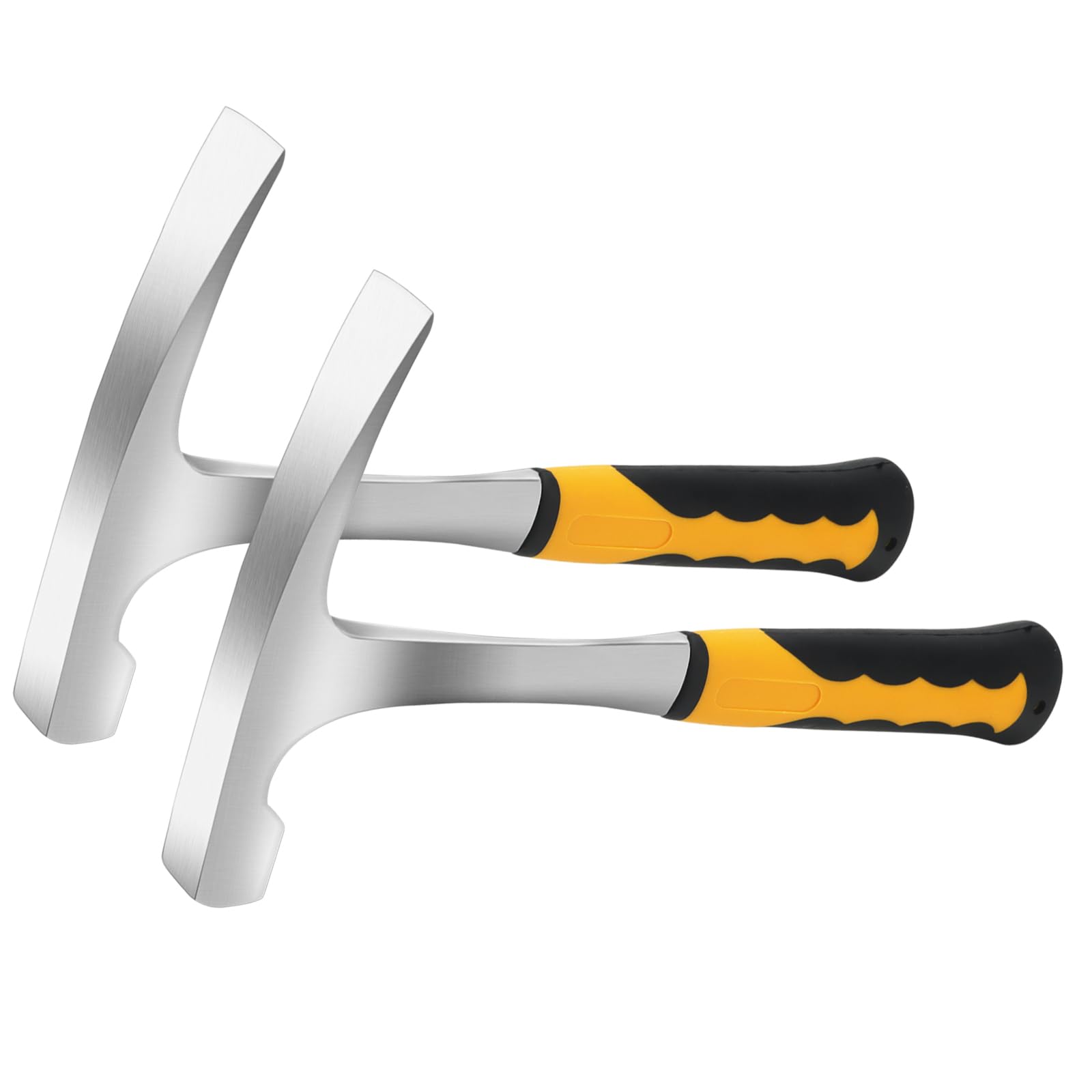MAHIONG 2 Pack 20oz Brick Hammer, Flat Head Geological Fossil Hammer with Soft Grip Handle, Heavy Duty Masonry Rock Hammers for Bricklaying, Mining, Prospecting