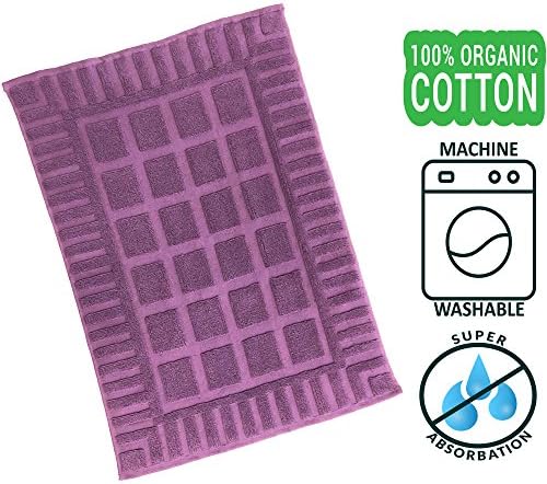 Diadays 2018 New Design Bath Mat 100% Organic Turkish Cotton Washable Rug 20” x 27.5” Aubergine Plaid