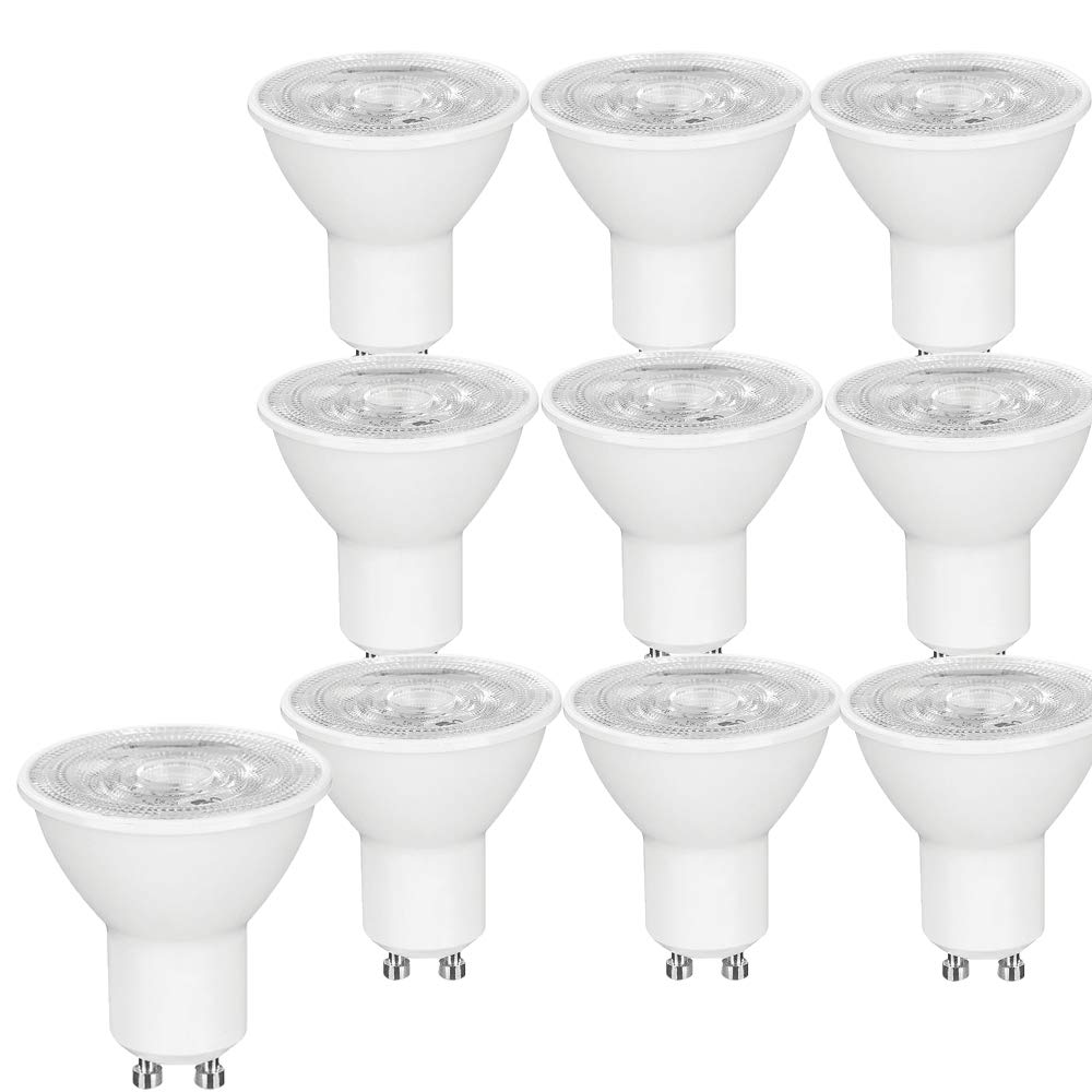 OUGEER Pack of 10 GU10 LED 6W 600 Lumens GU10 60W Halogen Equivalent Replacement Warm White 3000K,120° Beam Angle AC 220-240V NOT Dimmable GU10 Spot Light Bulb