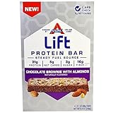 Atkins Lift Protein Bar, Chocolate Brownie with Almonds, 1 Pack of 4 Bars