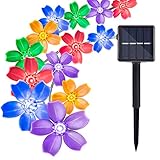 Solar String Lights Outdoor, Oak Leaf 20 feet 30 LEDs IP44 Waterproof Crystal Flower LED String Lights for Patio,Garden,Tree Decor