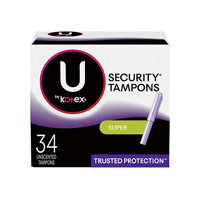U by Kotex Security Tampons, Regular Absorbency, Unscented, 136 Count (4 Packs of 34)