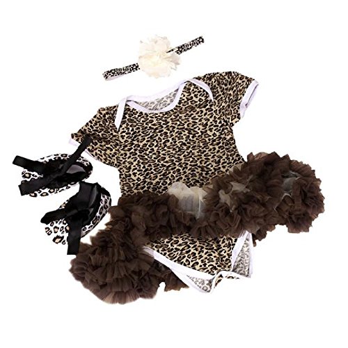 FEITONG 3pcs Baby Girls Leopard Print Romper Bodysuit +Headband+ Shoes Sets Clothes