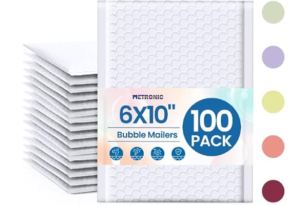 Metronic White Bubble Mailers 6x10 100 PC Self-Seal Bubble Mailer Usable Size 6x9 Thick Padded Envelopes Cushion Mailing Padd