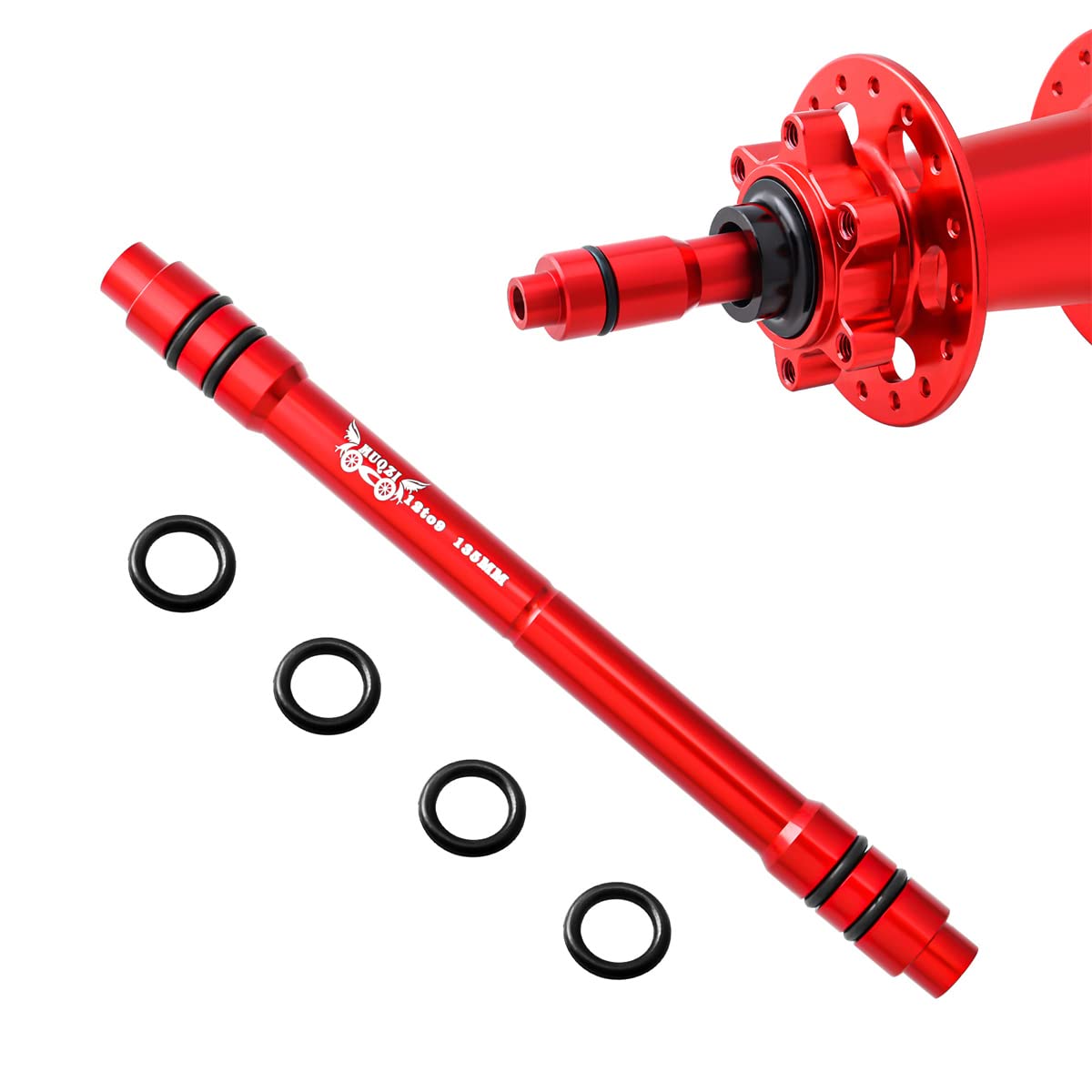 MUQZI Bicycle QR Adapter 12 to 9mm Front Wheel Hub Adapter 135mm Thru Axle Hub Quick Release for Mountain Road Bike, Red