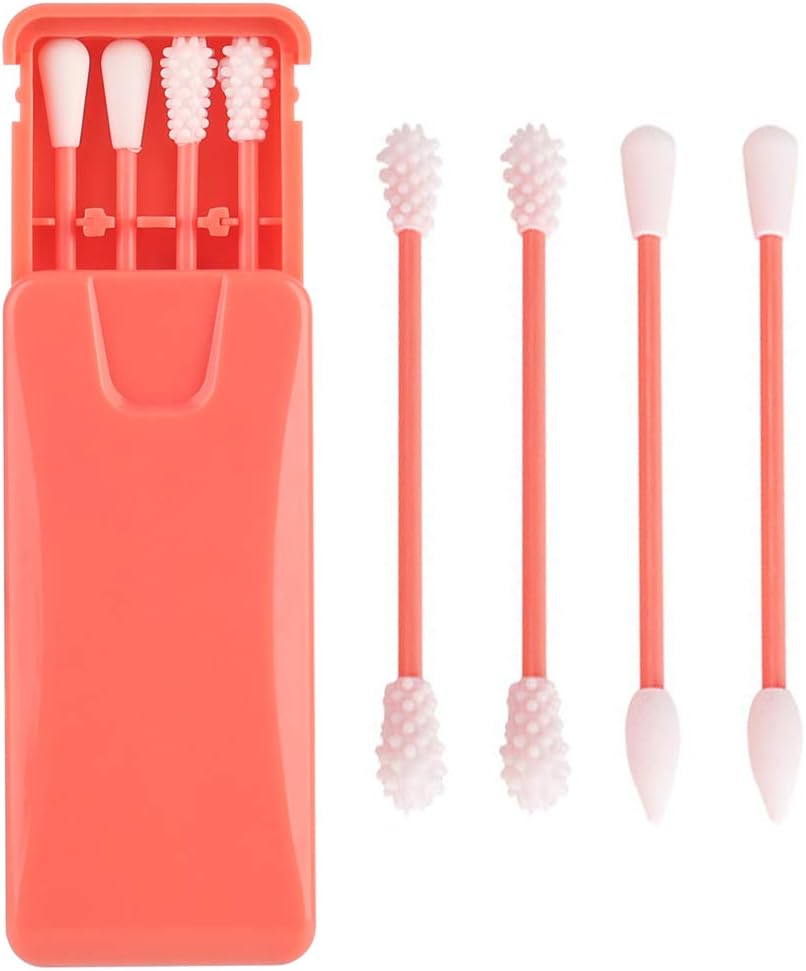 Reusable Ear Cotton Swabs,Upgraded Portable Silicone Washable Cotton Swabs for Ear Cleaning Makeup Beauty 4 pieces