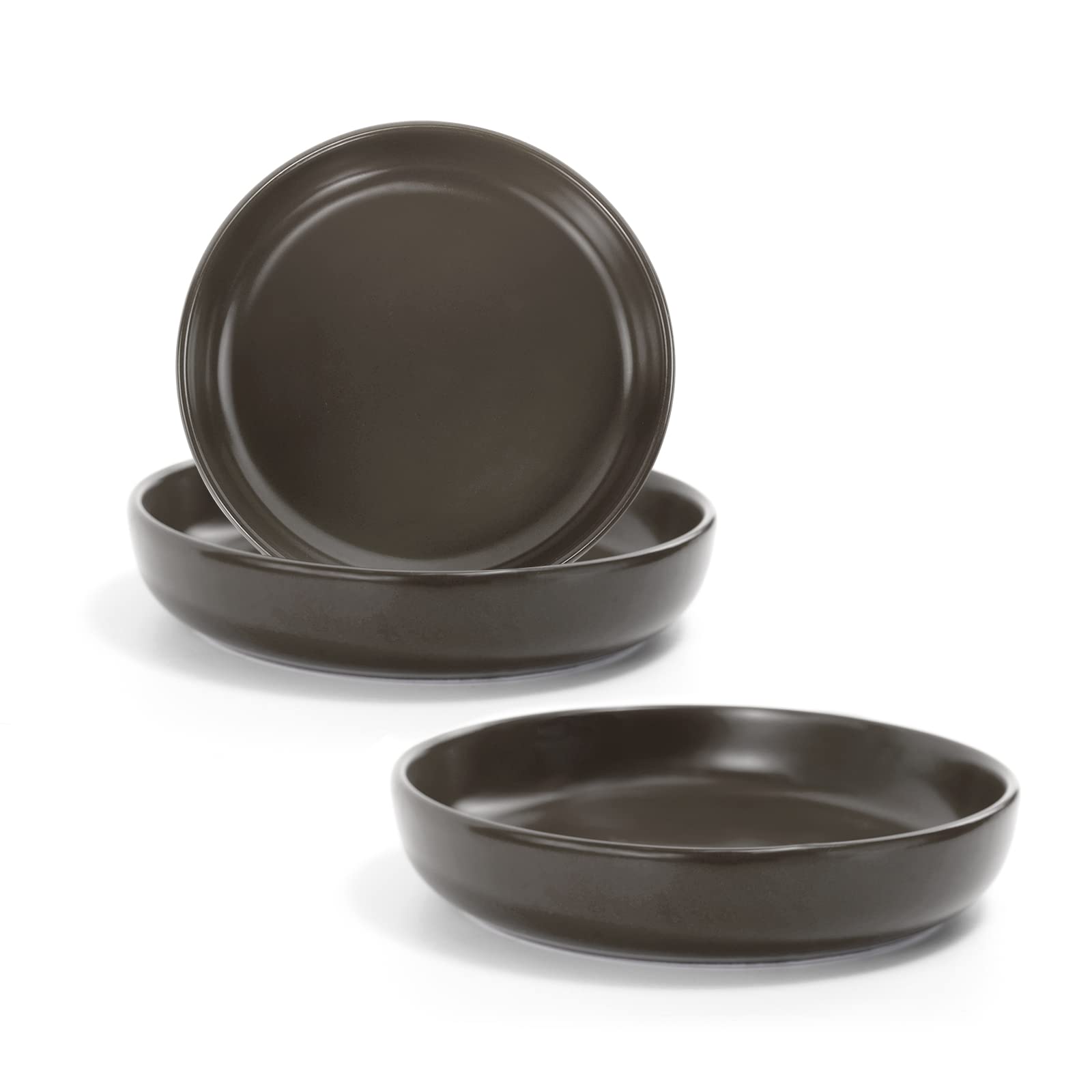 SPUNKYJUNKY Cat Bowls Set of 3 Ceramic Feeding Bowls for Cats (Grey)