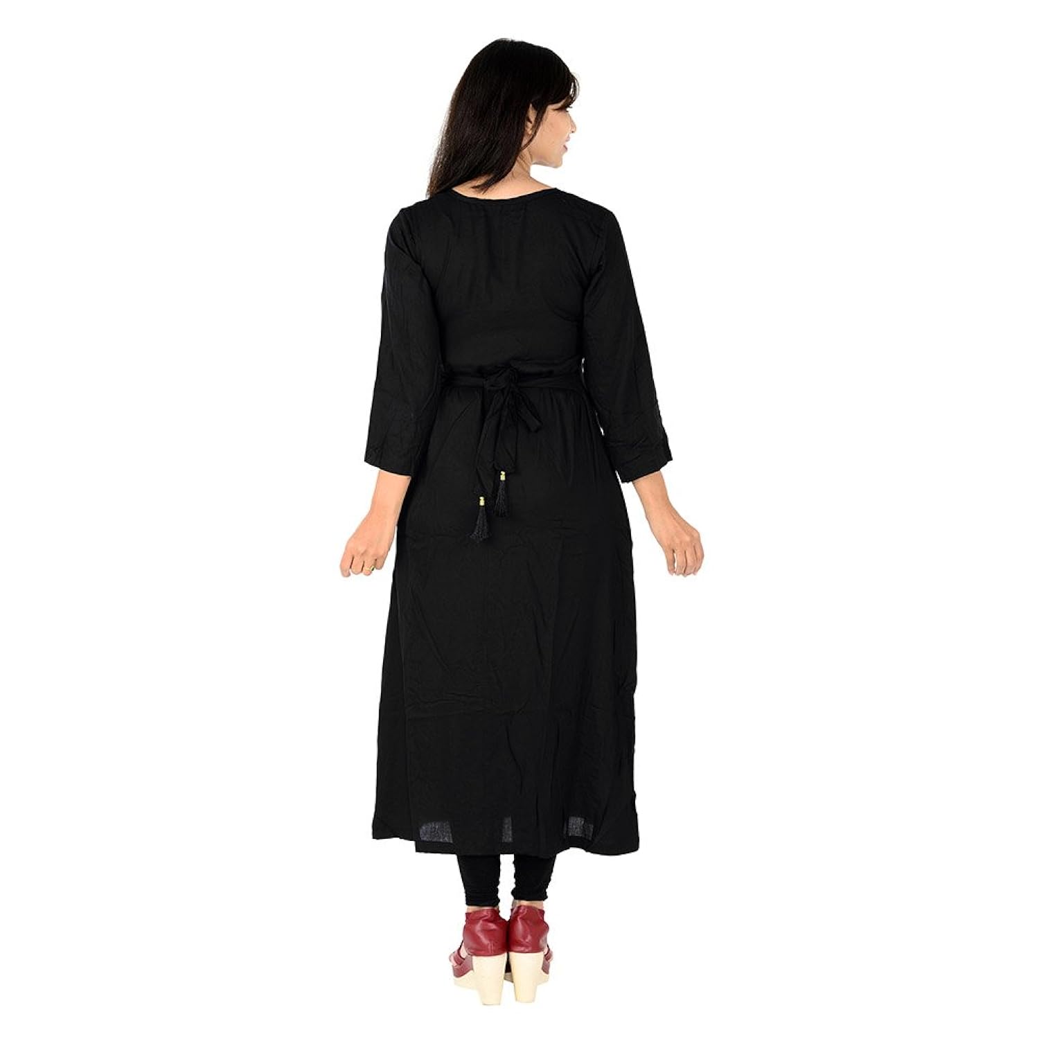 women long sleeve v-neck full stitch long gown (gray,blue,black,red,yellow)