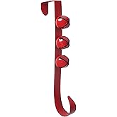 Vickerman 12" Shiny Red Door Hanger with Bells. It Features Three Bells. It Includes Two Pieces per Bag.