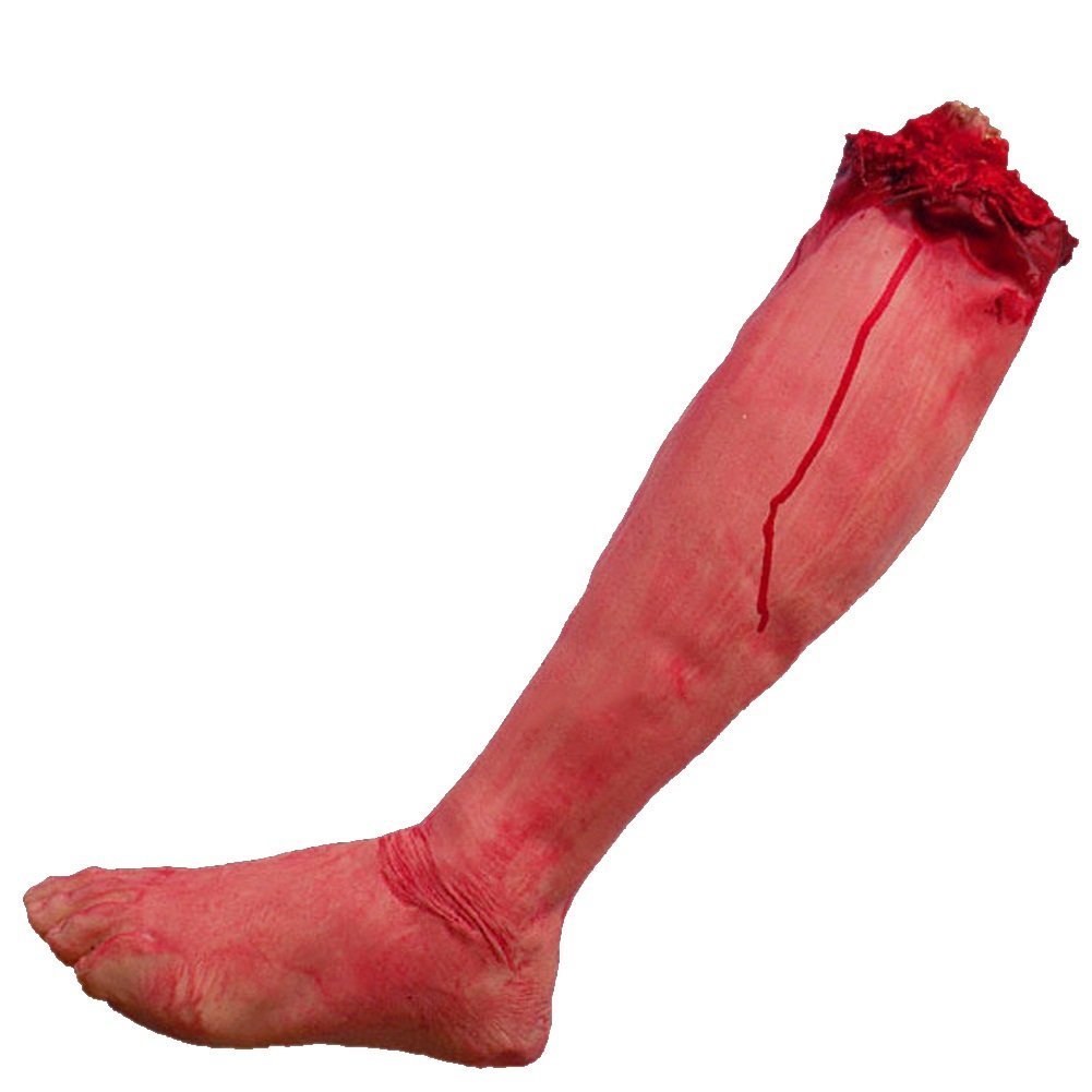 Photo 1 of Bezall Halloween Decorations Body Parts, Bloody Realistic Severed Leg Fake Broken Foot, Halloween Party Scary Props, Haunted House Supplies (Broken Leg)