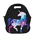 AOTIGO Unicorn Horse Galaxy Space Neoprene Lunch Bag Insulated Lunch Box Waterproof Lunch Tote Bag with Zipper for Women Kids Boys Girls Men