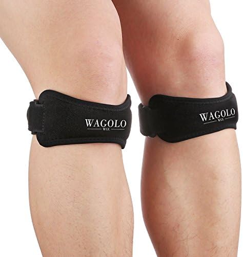 2 Pack Knee Pain Relief Patella Stabilizer Knee Adjustable Strap Brace Support for Hiking, Soccer, Basketball, Running, Jumpers Knee, Tennis, Tendonitis, Volleyball Squats, Black