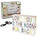 ENZZONE 380 Tiles, Woodgrain Effect Dimmable Cinema Light Box, Unique Kids Night Light, Cinematic Vintage Marquee Sign with Changeable Letters and Fun Symbols |USB Mains Power Plug Adapter