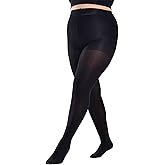 LUCKELF Plus Size Women's Semi Opaque Tights 80 D Control Top Footed Pantyhose High Waist