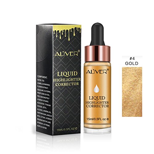 Women High Light Liquid Drop, Lotus.flower 6 Colors Highlighter Make Up Concealer Shimmer Face Glow Cream (D)