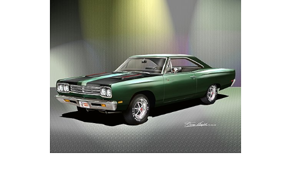 Amazon Com 1969 Plymouth Road Runner Ivy Green Art Print Poster By Artist Danny Whitfield Size X 24 Posters Prints