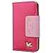 iPhone 4S Case,iPhone 4 Case,by HiLDA,Wallet Case,PU Leather Case,Credit Card Holder,Flip Cover Case[Rose]