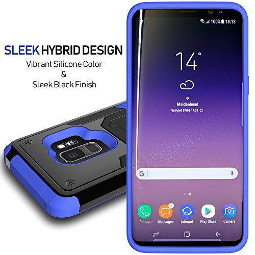 MINITURTLE Case Compatible w/ Clip Case for Samsung Galaxy S9 Case w/ Stand [MAX DEFENSE BLUE SERIES for Galaxy S9 SMG960] Hybrid Shell & Silicone Case for Galaxy S9 w/ Clip 02 Baseball - Thumbnail 5