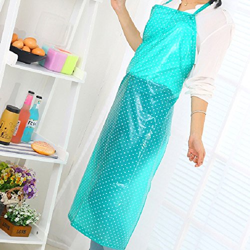 PVC Plastic Cooking Apron Wipeable Ladies Waterproof Kitchen Apron Oilproof Polythene Protective Bib by Yunhigh for Women Girls Chef Cook - Spot - Thumbnail 4