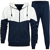 MANTORS Men's Hooded Athletic Tracksuit Casual 2 Pieces Suits Color Block Hoodies and Sweatpants Set