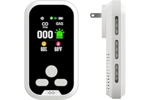 IQYEF 4-in-1 Natural Gas Leak Detector Plug-in & Battery Backup, HD Digital Display for CO, Gas, Temp, Humidity - Home, RV, Apartment Safety