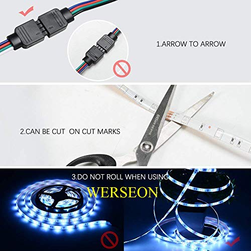 WERSEON LED Strip Lights Kit, Room led Lights Waterproof 32.8ft 5050 RGB 300led Light Strips Compatible with Alexa Google Home, Light Strip Kits Music Sync for Room TV Kitchen Home Party