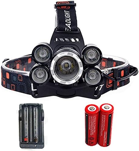 EXCELLIGHT 12000Lm XML T6 3/5 LED Headlight Headlamp Head Lamp Light 4 mode torch 2x18650 battery+EU/US Car charger for fishing Rechargeable Lights (OPTION B)