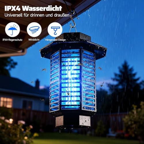 Insektenvernichter Elektrisch 4200V,Mückenlampe 18W UV Licht,IPX4 Wasserdichte Fliegenfalle Elektrisch Mückenfalle für Innen & Außenbereich,Insektenfänger gegen Mücken,Fliegen,Wespen
