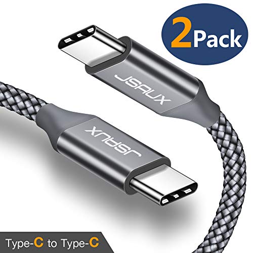 USB C to C Cable 3A (2Pack 6.6ft), JSAUX USB Type C Fast Charger Nylon Braided Cord Compatible for Google Pixel 3/2/XL, Nexus 6P 5X, Galaxy S9 S8 Plus Note 8, Nintendo Switch-Grey